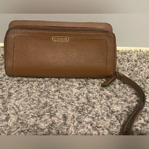 Brown leather Coach Wallet Wristlet